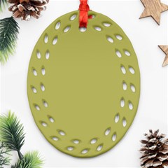 Olive Green Color Oval Filigree Ornament (two Sides) by SpinnyChairDesigns