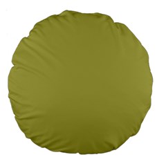 Olive Green Color Large 18  Premium Flano Round Cushions by SpinnyChairDesigns