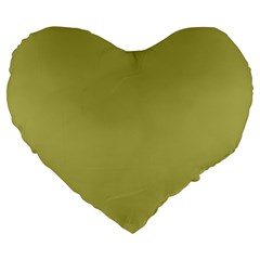 Olive Green Color Large 19  Premium Flano Heart Shape Cushions by SpinnyChairDesigns