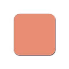 True Peach Color Rubber Square Coaster (4 Pack)  by SpinnyChairDesigns