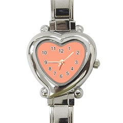 True Peach Color Heart Italian Charm Watch by SpinnyChairDesigns