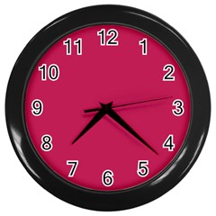 Rose Red Color Wall Clock (black) by SpinnyChairDesigns