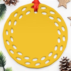 True Saffron Yellow Color Round Filigree Ornament (two Sides) by SpinnyChairDesigns