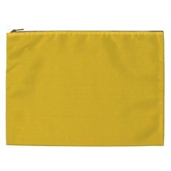 True Saffron Yellow Color Cosmetic Bag (xxl) by SpinnyChairDesigns