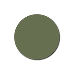 Sage Green Color Rubber Round Coaster (4 Pack)  by SpinnyChairDesigns