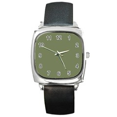 Sage Green Color Square Metal Watch by SpinnyChairDesigns