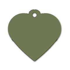 Sage Green Color Dog Tag Heart (one Side) by SpinnyChairDesigns