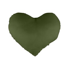 Sage Green Color Standard 16  Premium Heart Shape Cushions by SpinnyChairDesigns