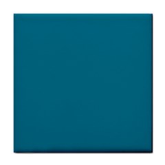 True Teal Blue Color Tile Coaster by SpinnyChairDesigns