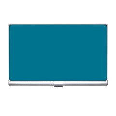 True Teal Blue Color Business Card Holder by SpinnyChairDesigns