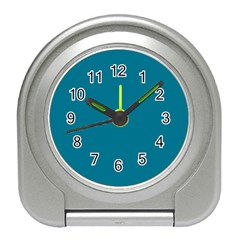 True Teal Blue Color Travel Alarm Clock by SpinnyChairDesigns