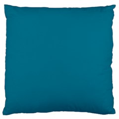 True Teal Blue Color Large Cushion Case (one Side) by SpinnyChairDesigns