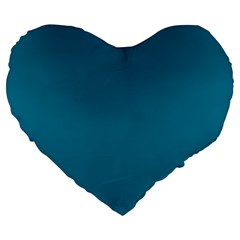 True Teal Blue Color Large 19  Premium Heart Shape Cushions by SpinnyChairDesigns