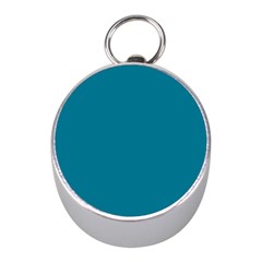 True Teal Blue Color Mini Silver Compasses