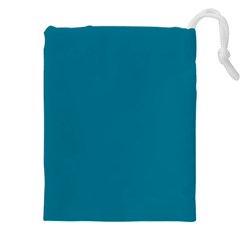 True Teal Blue Color Drawstring Pouch (4xl) by SpinnyChairDesigns