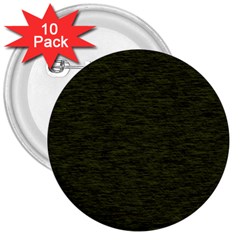 Army Green Color Textured 3  Buttons (10 pack) 