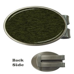 Army Green Color Textured Money Clips (Oval) 