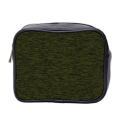 Army Green Color Textured Mini Toiletries Bag (two Sides) by SpinnyChairDesigns