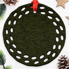 Army Green Color Textured Ornament (Round Filigree)