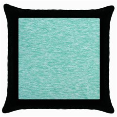 Biscay Green Texture  Throw Pillow Case (black) by SpinnyChairDesigns