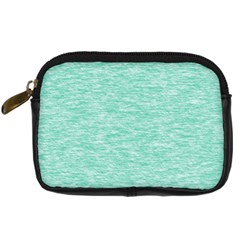 Biscay Green Texture  Digital Camera Leather Case by SpinnyChairDesigns