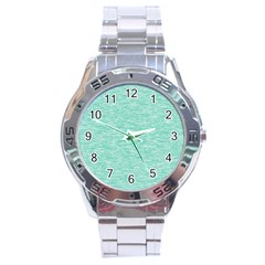 Biscay Green Texture  Stainless Steel Analogue Watch by SpinnyChairDesigns