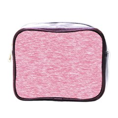 Blush Pink Textured Mini Toiletries Bag (one Side) by SpinnyChairDesigns