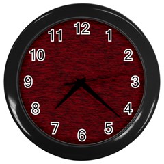 Dark Red Texture Wall Clock (black) by SpinnyChairDesigns