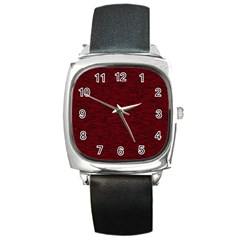 Dark Red Texture Square Metal Watch by SpinnyChairDesigns