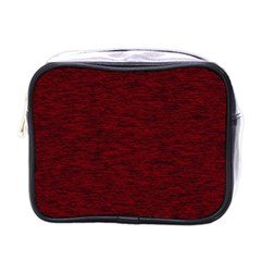 Dark Red Texture Mini Toiletries Bag (one Side) by SpinnyChairDesigns