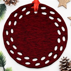 Dark Red Texture Ornament (round Filigree) by SpinnyChairDesigns