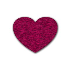 Fuschia Pink Texture Rubber Coaster (heart)  by SpinnyChairDesigns