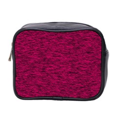 Fuschia Pink Texture Mini Toiletries Bag (two Sides) by SpinnyChairDesigns