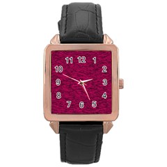 Fuschia Pink Texture Rose Gold Leather Watch  by SpinnyChairDesigns