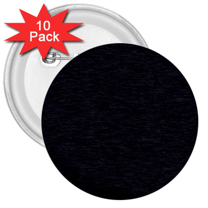 Black Color Texture 3  Buttons (10 pack) 