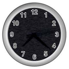 Black Color Texture Wall Clock (silver) by SpinnyChairDesigns