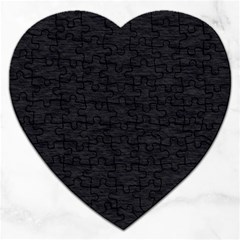 Black Color Texture Jigsaw Puzzle (heart) by SpinnyChairDesigns