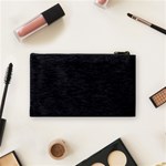 Black Color Texture Cosmetic Bag (Small) Back