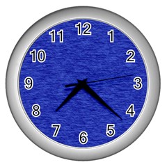 Cobalt Blue Color Texture Wall Clock (silver) by SpinnyChairDesigns