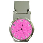 Neon Pink Color Texture Money Clip Watches Front