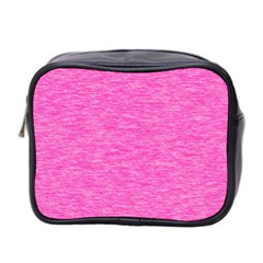 Neon Pink Color Texture Mini Toiletries Bag (two Sides) by SpinnyChairDesigns