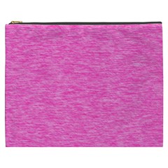 Neon Pink Color Texture Cosmetic Bag (xxxl) by SpinnyChairDesigns