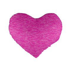 Neon Pink Color Texture Standard 16  Premium Heart Shape Cushions by SpinnyChairDesigns