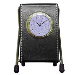 Light Purple Color Textured Pen Holder Desk Clock by SpinnyChairDesigns