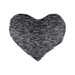 Black White Grey Texture Standard 16  Premium Flano Heart Shape Cushions by SpinnyChairDesigns