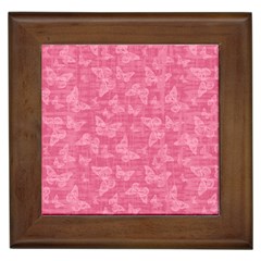 Blush Pink Butterflies Batik Framed Tile