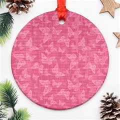 Blush Pink Butterflies Batik Ornament (round) by SpinnyChairDesigns