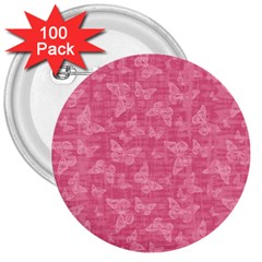 Blush Pink Butterflies Batik 3  Buttons (100 Pack)  by SpinnyChairDesigns