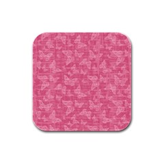 Blush Pink Butterflies Batik Rubber Square Coaster (4 Pack)  by SpinnyChairDesigns