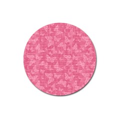 Blush Pink Butterflies Batik Magnet 3  (round) by SpinnyChairDesigns